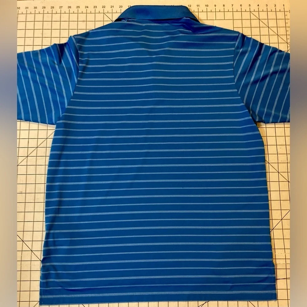 Adidas Men’s Large Two-Tone Blue Striped Golf Polo‎ Shirt